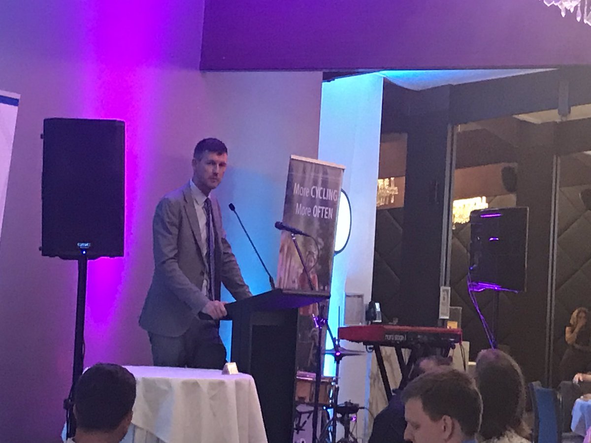 The Hon <a href="/MarkBaileyMP/">Mark Bailey MP</a> Qld Min for Transport, Main Roads and ‘Cycling’ opening the #cyclingicsc2019 conference dinner @Carrs_q