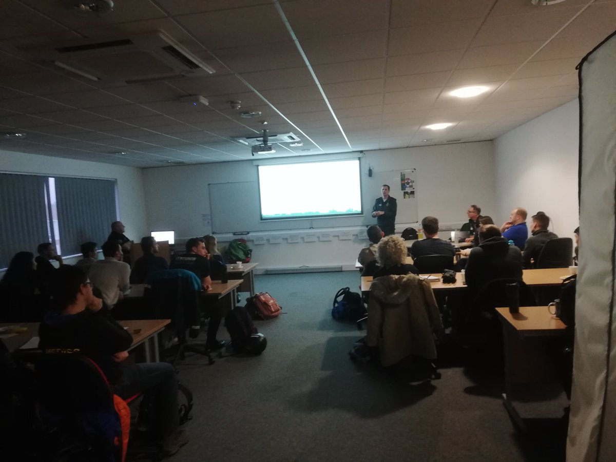 PJCrean's tweet photo. Training under way with @IofPHC students at @LAS_HART base in West London. Incident management, roles and assets with #IRO Tom. Ably assisted by colleagues from @LDNairamb @LAS_JRU @LAS_TacAdvisor and @TrevorTaylor50! #CSV #CommandSupport https://t.co/NCbp1XqLKm