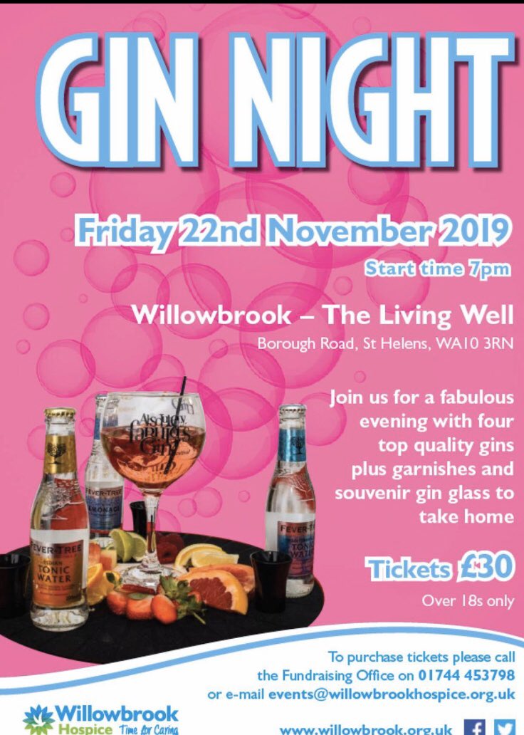 Friday night is Gin night <a href="/wbhospice/">Willowbrook Hospice</a> this Friday night, not many tickets left! 🍹🍹<a href="/Gary_Maddock/">Gary Maddock</a> <a href="/celebpa/">Beverley Dixon 💙</a> <a href="/whatsonsthelens/">Whats On in StHelens</a> <a href="/sthsocialcircle/">StHelensSocialCircle</a> <a href="/sthelensstar/">St Helens Star</a> <a href="/StHelensChamber/">St Helens Chamber</a> <a href="/sthelensreport/">St Helens Reporter</a>