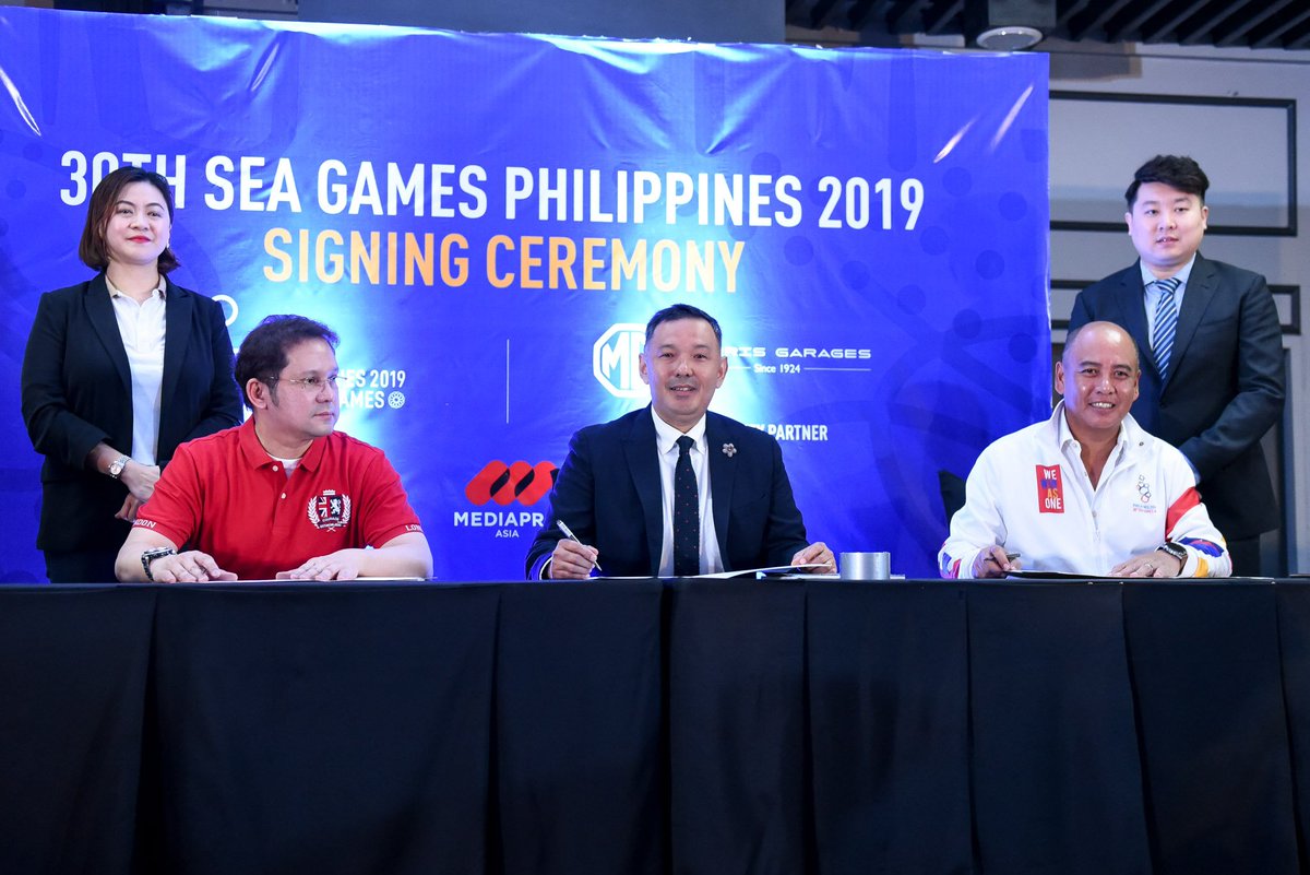 MediaproAsia's tweet photo. We have signed on a 4th partner for the 2019 SEA Games this morning; much-loved British heritage car brand, Morris Garages (MG) Philippines, are the new platinum sponsors for the Games.

#MG #Sports #Sponsorship #Marketing #Car #SEAGames #WeWinAsOne https://t.co/2xO94naNp1