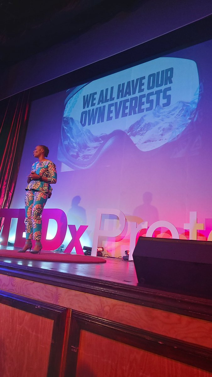 'We all have our Everest,  take action' @saraykhumalo
 Thank you for inspiring us, now a superhero is my color and my gender!

#dontblink
#Tedxpretoria