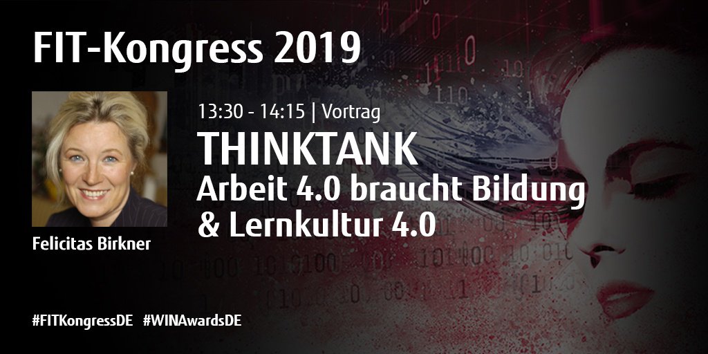 Wir freuen uns, den #FITKongressDE 2019 am 28. November als #PlatinPartner zu unterstützen und auf den Vortrag von <a href="/Feli_Birkner/">Felicitas Birkner</a> um 13:30 Uhr. #THINKTANK #WINAwardsDE <a href="/WomensITnetwork/">Women's IT Network</a>
Mehr zum Event erfahren: okt.to/IvZDTN