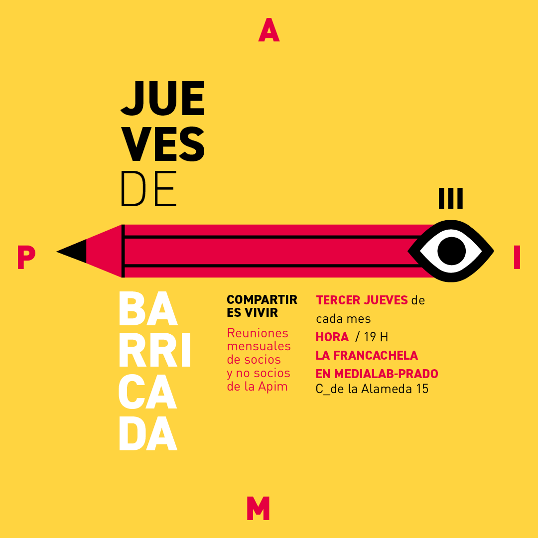 apimIlustracion's tweet photo. Este jueves vuelven las #barricadasapim. No te quedes en casa, coge tus armas de dibujo y ven. 
Inscríbete para que sepamos cuantas sillas poner ;-)
https://t.co/BKpNLblRcu https://t.co/BivteseNmq