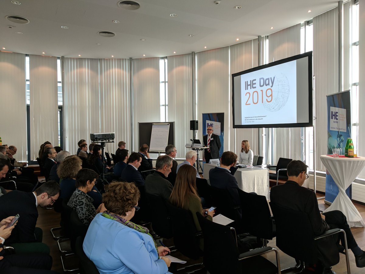 IHEAustria's tweet photo. Los geht's mit dem #IHEDay19! Zahlreiche TeilnehmerInnen diskutieren heute im #TechGate #Wien wichtige Themen rund um die #Interoperabilität im #Gesundheitswesen und wie diese nachhaltig vorangetrieben werden kann. @JuBrandstaetter #eHealth #Digitalisierung https://t.co/b2D14ujIGu