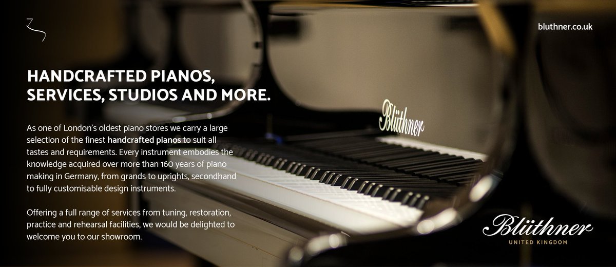 With one of the UK’s largest selection of upright and grand pianos to suit every budget, <a href="/BluthnerUK/">Blüthner</a> in the heart of London will guide you through a comprehensive selection to find the perfect piano for your needs. Visit bluthner.co.uk for more information.