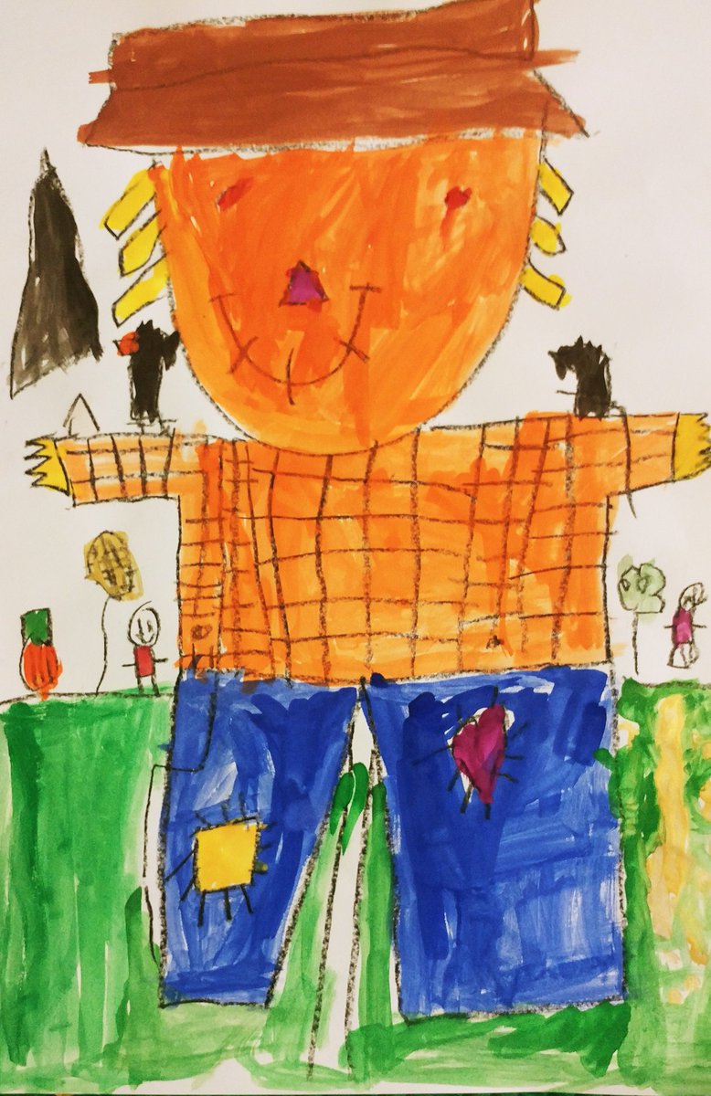 MrsPcroteau's tweet photo. @MCSDArt St. Joe's first grade Painted Scarecrows. https://t.co/ix8dkUrNCW