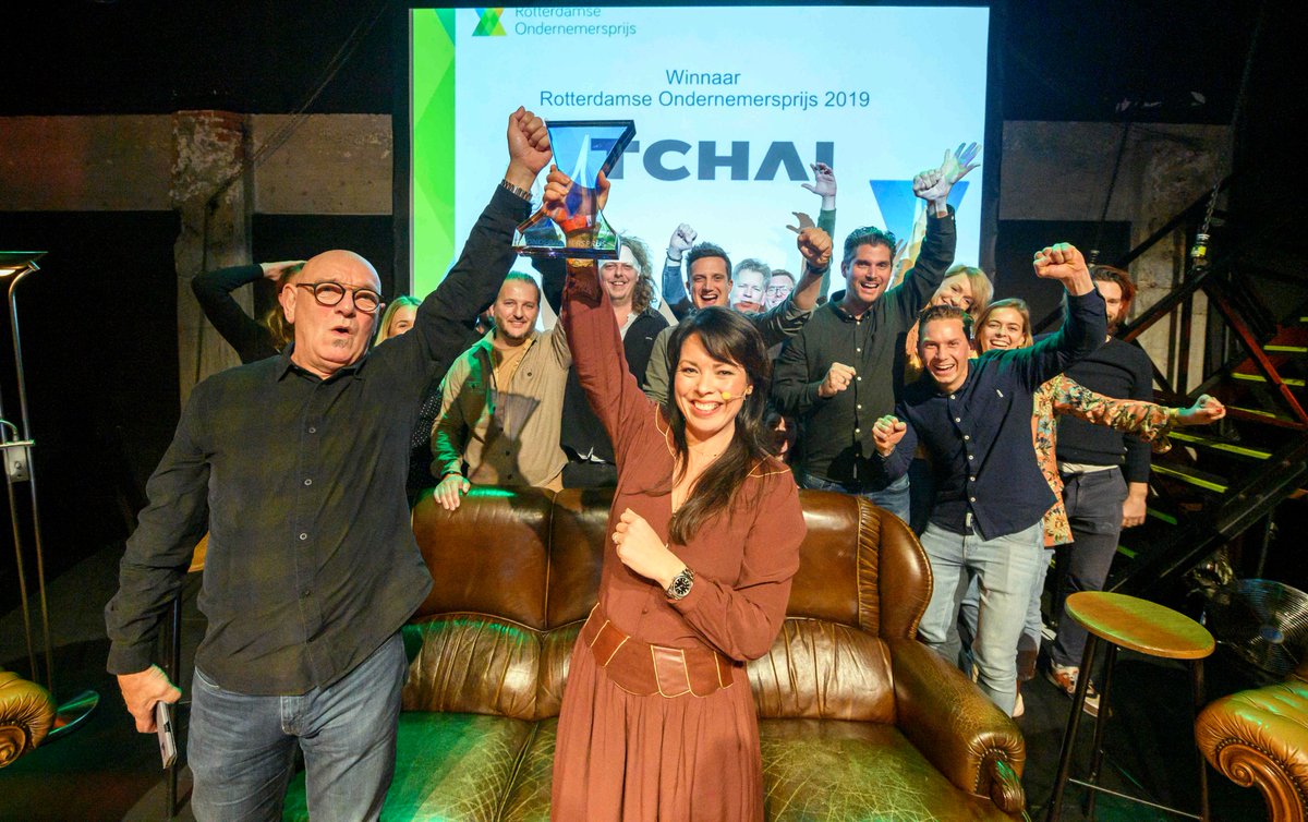 rotterdam's tweet photo. De Rotterdamse Ondernemersprijs 2019 is voor Tchai International! Het Rotterdamse bedrijf Otflow ontving De Nieuwe Heldenprijs en sociaal ondernemer Annelies van der Vorm, kreeg de mr. K.P. van der Mandele Penning. Lees meer: https://t.co/I1gyxqy9tG #ROP2019 #Ondernemen010 https://t.co/0QHeqkaKYg
