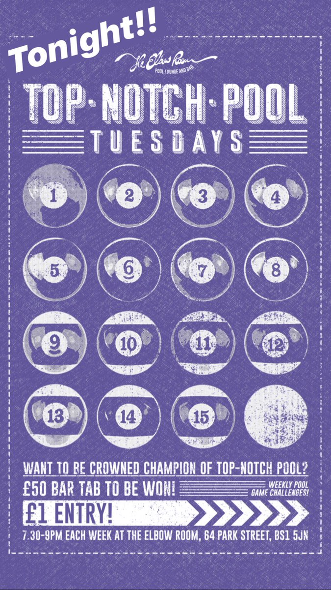 ElbowRoomBris's tweet photo. WHOโS GOT WHAT IT TAKES TO WIN!??
TONIGHT WE HAVE TOP NOTCH POOL!!
ยฃ1 TO ENTER, WIN A ยฃ50 BAR TAB!!
WEโRE OPEN FROM 7 WITH 2-4-1 COCKTAILS AND ยฃ2 BEERS!!
COME SHOOT SOME POOL AND HAVE A SINGALONG!!
#pool #competition #giveaway #freedrink #poolcompetition #sport #barsports https://t.co/GF4lcfMguO