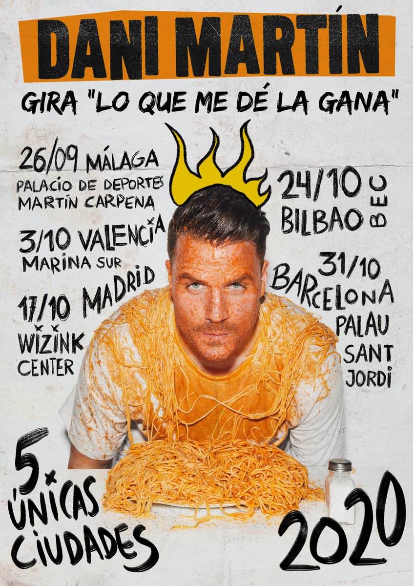 _danielmartin_'s tweet photo. 5 únicas ciudades en España para 2020, gira LO QUE ME DÉ LA GANA, vuestras entradas
disponibles desde este jueves, 21 de noviembre, en https://t.co/qZF9vKgj5B !!! (1/3) https://t.co/stDQFirDpf