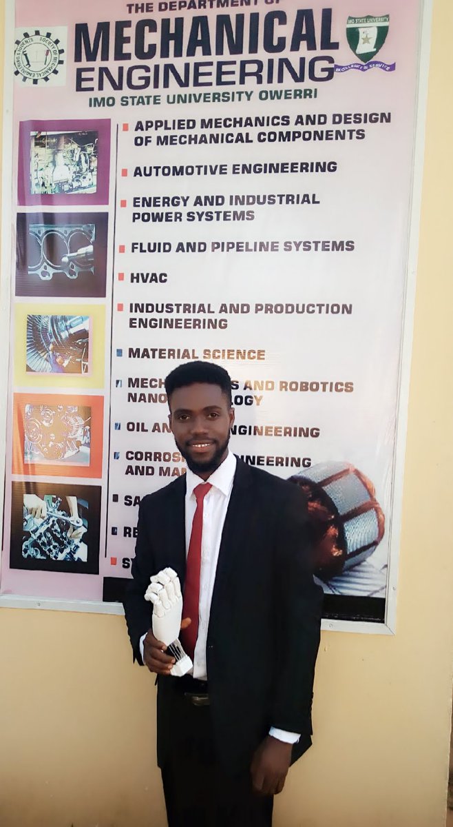 OnyekachiIheme's tweet image. Success is achieved by hardwork. The journey of 5years for the fulfillment of the award of Bachelor of engineering degree, ended today. I defended my project titled "Design and 3D printing of a body powered prosthetics Limb for Amputee" @3D_Africa @YouthForTech #3Dprinting #3D