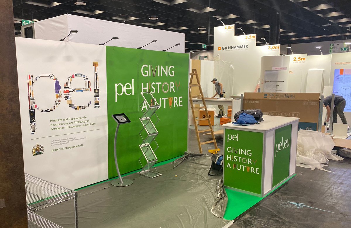 preservation_e's tweet image. Nearly set up ready for the first day of #exponatec tomorrow in Cologne, Germany. Pop by and see us in hall 3.2, stand C048