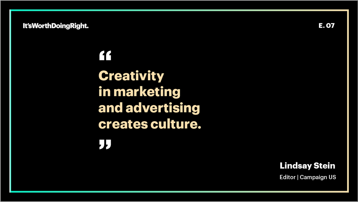 As we wrap up Season 4, we talk to <a href="/Lindsay_Stein/">Lindsay (Stein) Harris</a>, editor of <a href="/CampaignLiveUS/">Campaign US</a>, about which trends are in and out, creating culture through creativity, and the impact of her team’s reporting to push the industry forward. 

bit.ly/2QagOWH