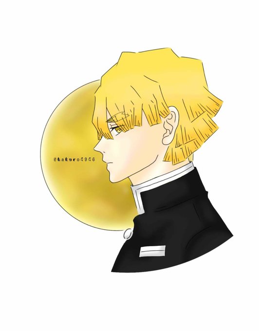 惡斗さんがTwitterに投稿した我妻善逸(鬼滅の刃)のイラスト。