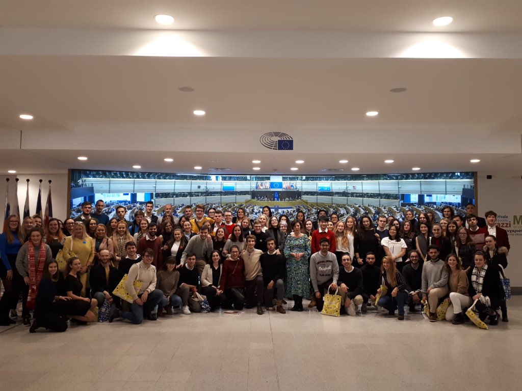 TheresaEurope's tweet photo. Great event @Europarl_EN with 110 young people from Czech Republic, Spain & Ireland talking about the future of Europe. I received presentations from their Seminar on fake news, education & climate change. Fantastic energy & suggestions we will take forward, privilege #VisitEU https://t.co/XJ0dDPIrbl