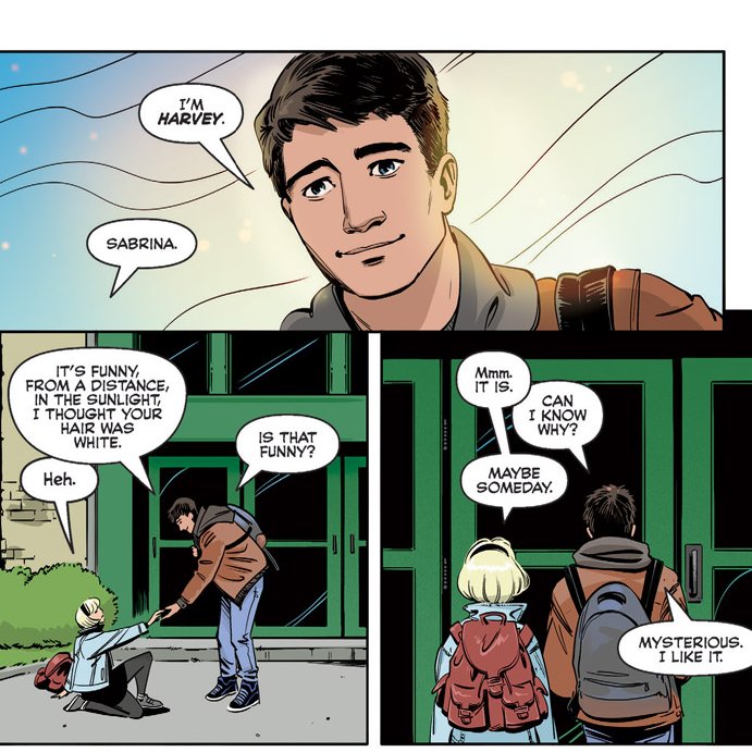 Meeting Harvey Kinkle on the first day of school? 

Not a bad start for Sabrina.