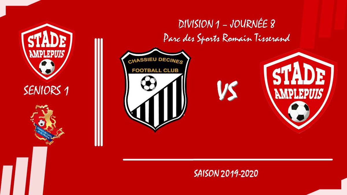 StadeAmplepuis's tweet photo. Le match contre la réserve de Chassieu Decines FC qui devait se jouer dimanche dernier, a été décalé à ce dimanche !

⚽️Chassieu Decines FC 2 vs SA
🏟Parc des Sports R.Tisserand
⏰15h - Dimanche 24 novembre

#AllezSA🔴⚪️ https://t.co/UP1AxTp7iI