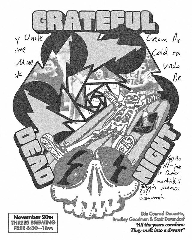 distantstation's tweet image. “All the years combine, they melt into a dream” 💙 Join @conraddoucette @bradleygoodman &amp;amp; I for @gratefuldead night @threesbrewing this Wednesday Nov 20th FREE 6:30 — 11pm / poster by @dnorsen_design #gratefuldead #threesbrewing #stellablue ❤️⚡️💙 ift.tt/3404lsM