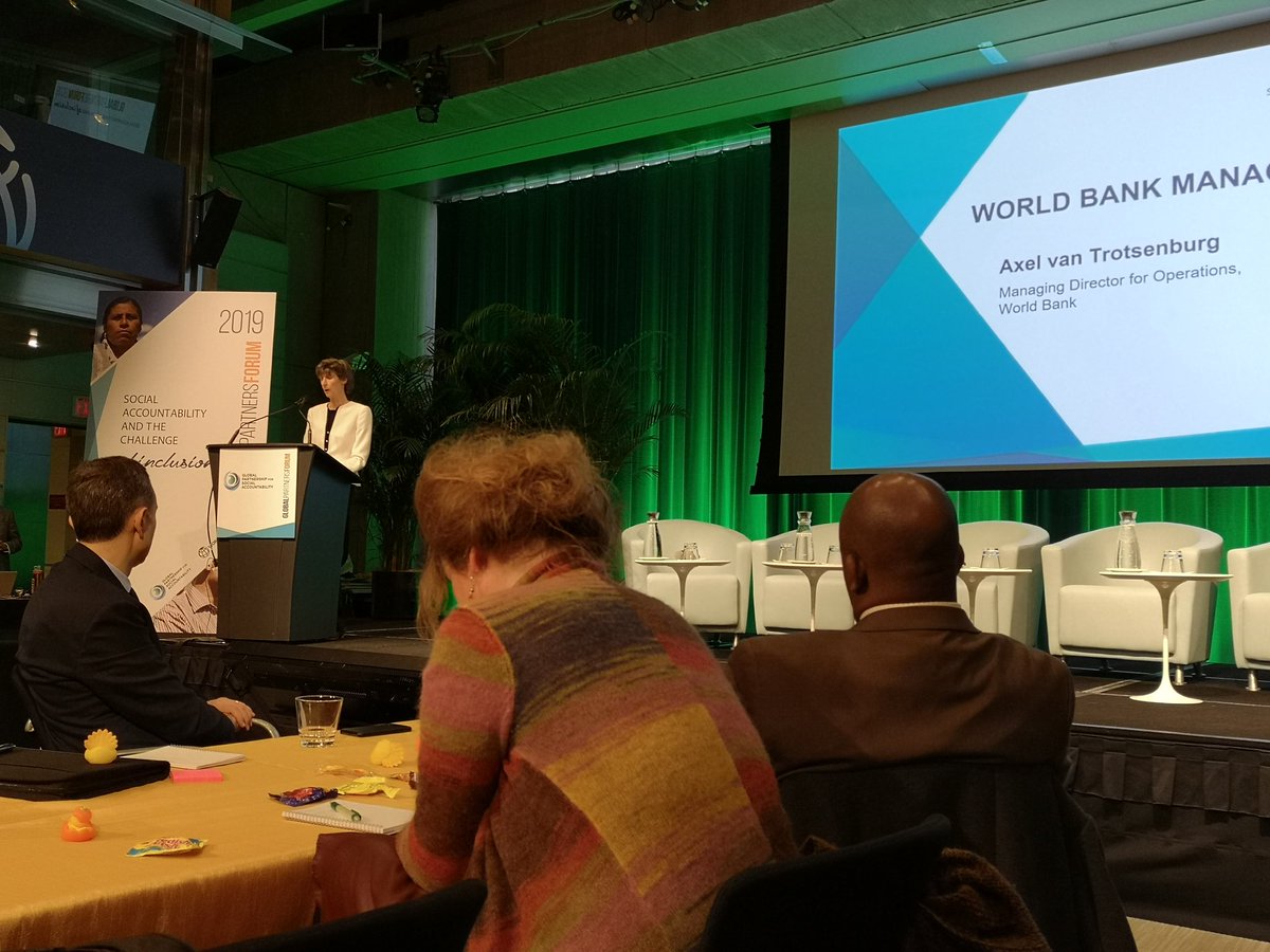 The <a href="/wbg_gov/">World Bank Gov</a> now includes, as part of all its country projects, pillars for transparency and public participation, this is an important step forward to promote inclusive decision making.
<a href="/LauraTuck_WB/">Laura Tuck</a> 
#InclusionMatters #GPSAForum