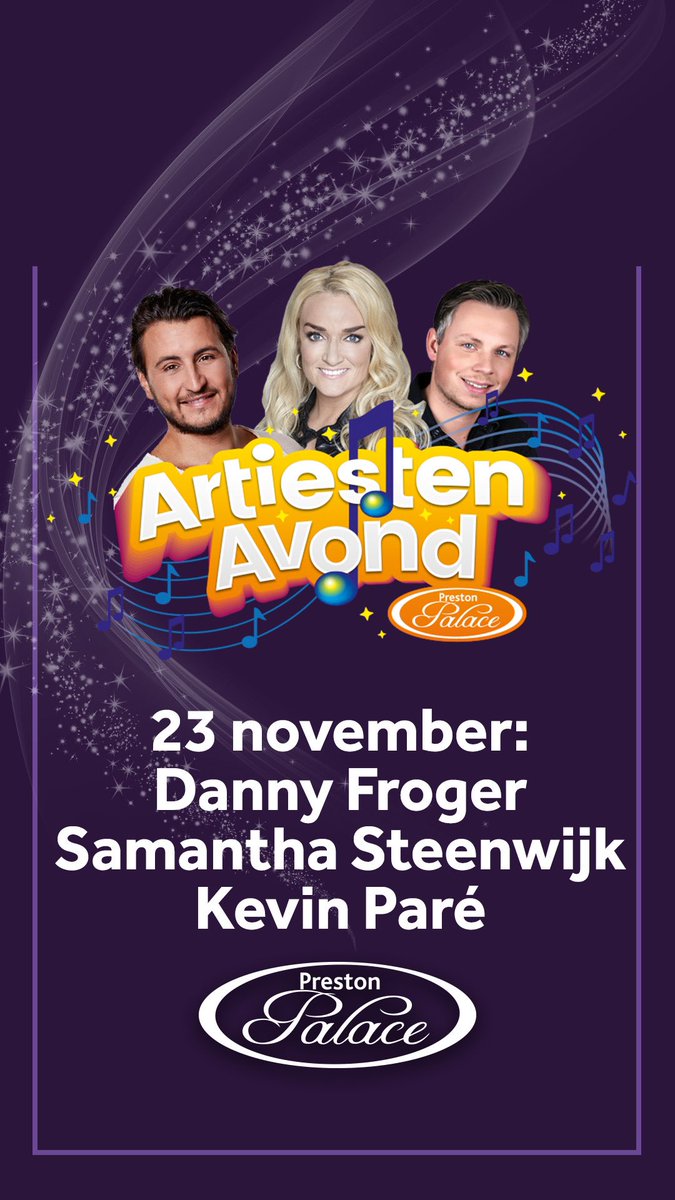 Preston Palace (@prestonpalace) on Twitter photo Zaterdag 23 november: Artiestenavond met <a href="/kevinpare/">Kevin Paré</a>, <a href="/DannyFroger/">Danny Froger</a>, <a href="/Samantsteenwijk/">Samantha Steenwijk</a> in Preston Palace. Natúúrlijk all-inclusive😉 @UitinAlmelo <a href="/UITinTwente/">TwenteUITdekunst</a> <a href="/rtvoost/">RTV Oost</a> <a href="/_Almelo/">Almelo Nieuws</a> <a href="/TCTAlmelo/">Tubantia Almelo</a> prestonpalace.nl/uitgaanscentru… #prestonpalace #weekend Zaterdag 23 november: Artiestenavond met <a href="/kevinpare/">Kevin Paré</a>, <a href="/DannyFroger/">Danny Froger</a>, <a href="/Samantsteenwijk/">Samantha Steenwijk</a> in Preston Palace. Natúúrlijk all-inclusive😉 @UitinAlmelo <a href="/UITinTwente/">TwenteUITdekunst</a> <a href="/rtvoost/">RTV Oost</a> <a href="/_Almelo/">Almelo Nieuws</a> <a href="/TCTAlmelo/">Tubantia Almelo</a> prestonpalace.nl/uitgaanscentru… #prestonpalace #weekend