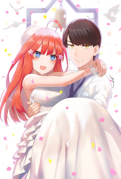 不踏さんがTwitterに投稿した中野五月(五等分の花嫁)のイラスト。