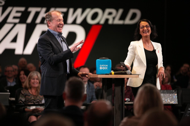 JohnTChambers's tweet photo. Great to see a company disrupt itself in real-time! @verizon’s Leadership Forum is an excellent example of how to reinvent a company &amp; its culture. Congrats to @hansvestberg on laying a vision for the future &amp; thanks to @QureshiVz for our challenging &amp; fun fireside chat! https://t.co/7wOMln4SbY