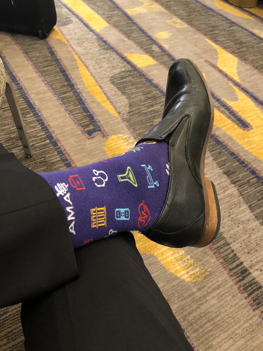 Last day of ⁦@AmerMedicalAssn⁩ Interim Meeting in San Diego.  Felt it appropriate to represent this awesome organization in my sock choice of the day.  Advocating for patients and our profession.  

#proud #MembersMoveMedicine 
⁦@jmorijohnson⁩