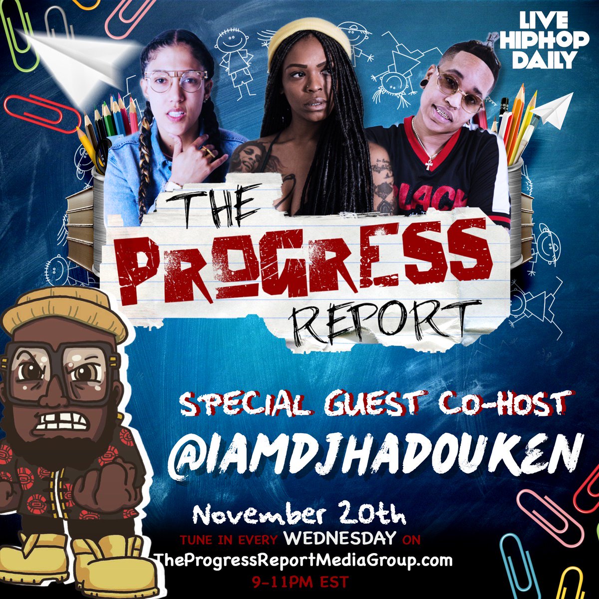 We got a packed show tomorrow with @SemiKicks , <a href="/THEKOUP2/">KP aka Koup</a> &amp; <a href="/burga321/">Burga321</a>  along with special cohost <a href="/IamDJHadouken/">DJ Hadouken</a> ! 

#TheProgressReport
#Atlanta 
#Podcast 
#LiveHipHopDaily 
#LiveShow 
#Explore