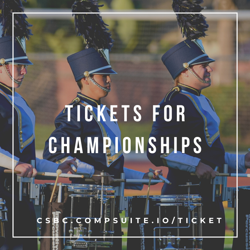 CalBandChamps's tweet photo. Get your tickets today for Championships at this link: https://t.co/VL4cuBzEAJ #CSBC2019 #WhereChampionsPlay https://t.co/pOJvDeYCrD