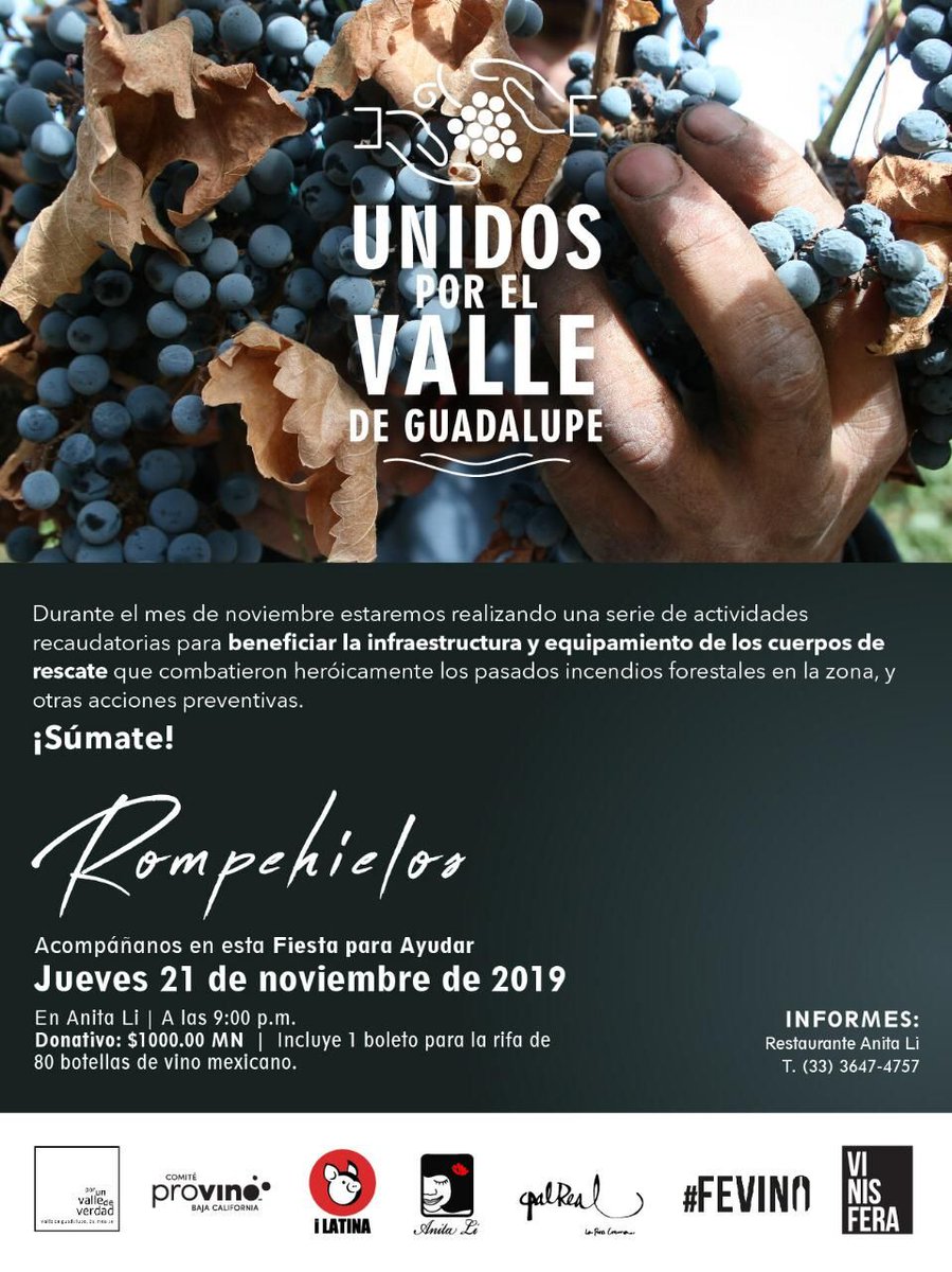 AnitaLi_'s tweet image. En Anita Li nos unimos a beneficio de los afectados por los incendios en Ensenada. Acompáñanos este jueves 21 de noviembre a nuestra FIESTA PARA AYUDAR. 🙌🏻🥂

#anitali #laperla