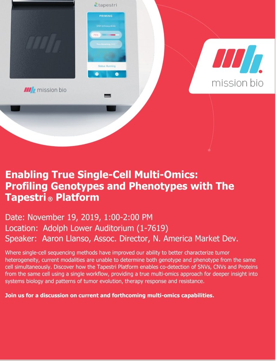 aaronllanso's tweet photo. Excited to speak @UR_Med today at 1PM EST.  Come hear about single cell DNA sequencing and novel multi-omic capabilities on the #tapestri platform! https://t.co/ocnbarbpKQ