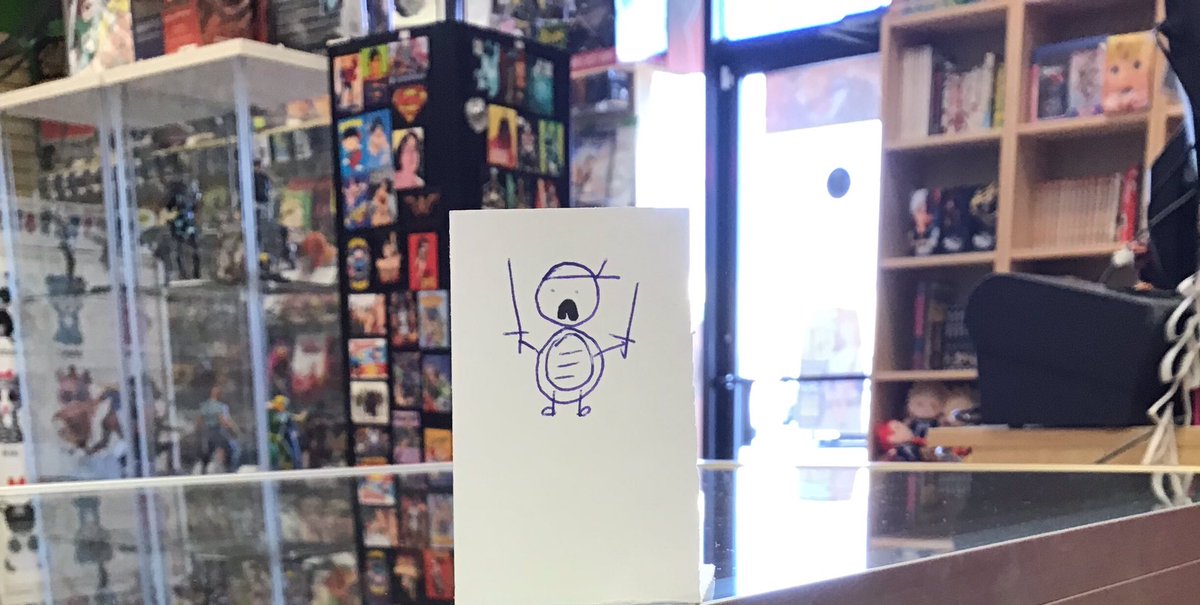 rccdonelson's tweet photo. Turtle Tuesday! 
Mustachio Michelangelo wants you to know that Local Comic Shop Day is this Saturday! 
(What’s the modern-day equivalent of “cowbunga, dude”?) 
#lcsd https://t.co/IuYA1YrMWT