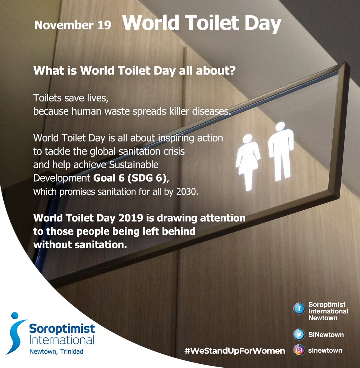 We must continue to tackle the global sanitation crisis and help achieve Goal 6. Today is #WorldToiletDay
