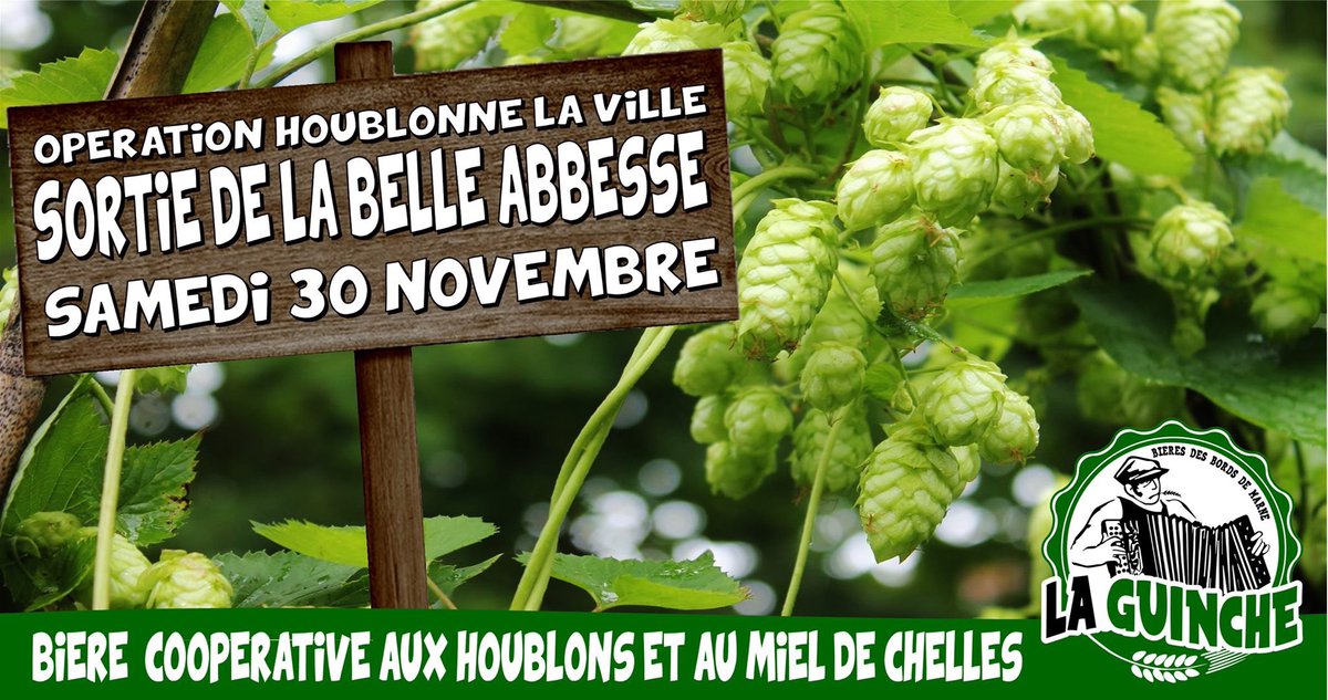 LaGuincheBieres's tweet photo. Nous vous invitons à venir fêter l’arrivée de la bière coopérative de Chelles et ses environs : "La Belle Abbesse".
Bière triple aux houblons et au miel de la @VilleChelles
#houblonnelaville #chelles #laguinche #locavore #madeinchelles https://t.co/gncX0Hyta3