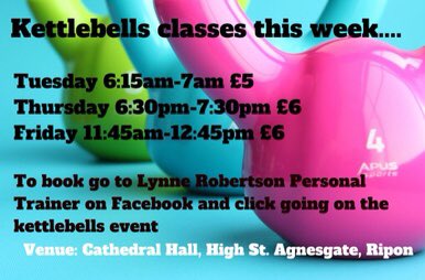 RiponCathedHall's tweet photo. All new classes starting at our Cathedral Hall. Designated, and FREE, car park. Three different sessions to get fit at. https://t.co/oCp48lzsuu