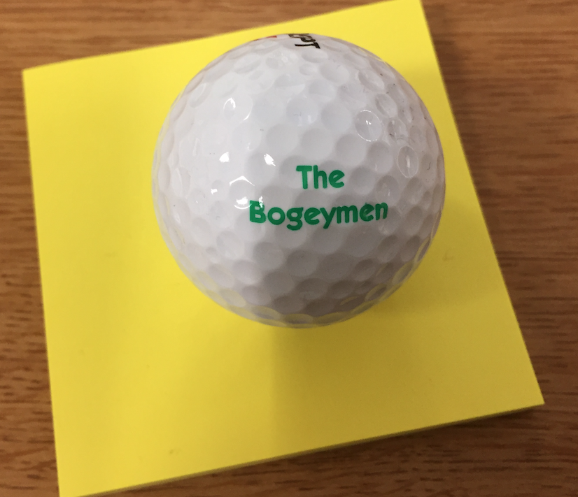WE_ARE_MBC's tweet photo. You know they're big time when they have their own personalized golf ball. The "Bogeymen" are the latest craze. Check out their golf course antics on their playlist here: 
https://t.co/OLUQzWCoH5
@ImDroovy https://t.co/xWuCpW0Dzc