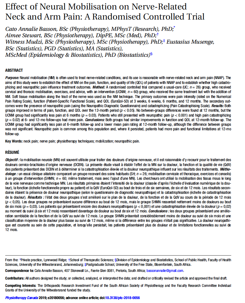 annalie_basson's tweet image. RCT results online!  #neckpain #nerverelated #neurodynamics

doi.org/10.3138/ptc-20…