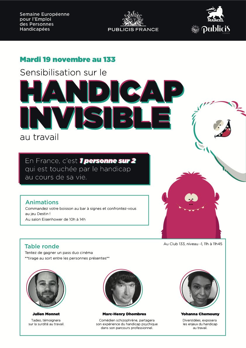PublicisConseil's tweet image. Table ronde, bar à signes, démonstrations, jeux… À l’occasion de la Semaine Européenne pour l&apos;Emploi des Personnes Handicapées on se mobilise avec @MarcelAgency ! ✊ #SEEPH #SEEPH2019