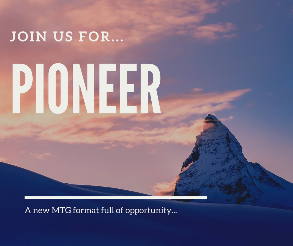 HouseofCardsWS's tweet photo. Join us tonight for Pioneer! A new MTG format with a bright future. All players welcome. Starting at 6:30PM. 

#mtg #MagicTheGathering #PioneerMTG #pioneer https://t.co/ZEirx1Lth2