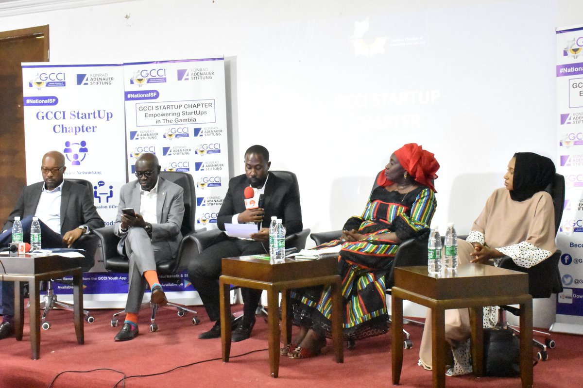 GamChamber's tweet photo. #Day1
#SecondPanel discussion on how to be innovative as a Start-Up. Moderated by Seedy Bensouda, CEO of @InSISTGlobal
#NationalSF
@KASonline @mjagana @TafNjie @chopshopflavors @yepgambia @GamIncubator @SGrindbanjul https://t.co/GnCuotaUxV