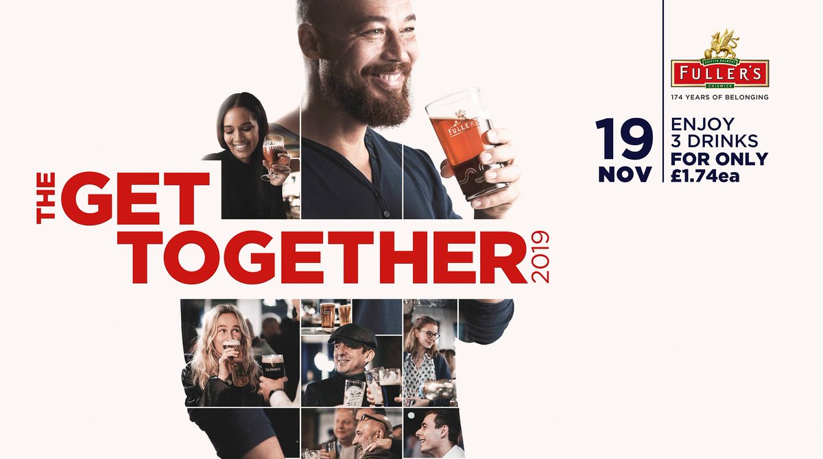 TrinityFullers's tweet image. "Lets Get Together &amp;amp; Drink All Night"

Celebrating 174 years of bringing people together by offering you our loyal guests, 3 drinks for £1.74 each.

There is still time to sign up: fullers.co.uk/get-together