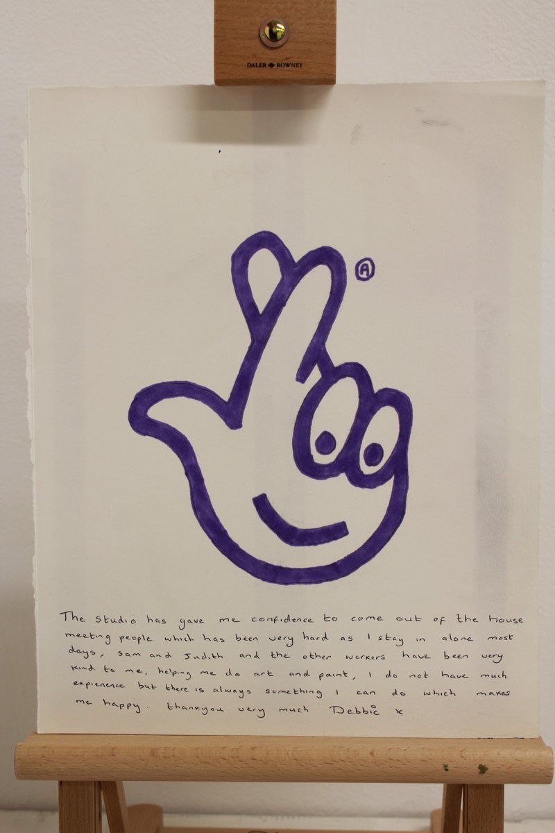 ntartstudio's tweet photo. "The studio has given me the confidence to come out of the house, meeting people which has been very hard as I stay in alone most days... I do not have much experience but there is always something I can do which makes me happy.  Thank you very much" #NationalLottery25 https://t.co/nWl7wdRulX