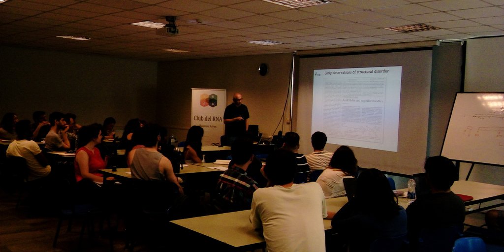 IDPfun's tweet photo. Dr. Peter Tompa opens the #IDPfun training school in @fundacionleloir with an introduction about #proteinDisorder. Thanks to the local organizer @cristina_buslje https://t.co/9lGTN5VOHE