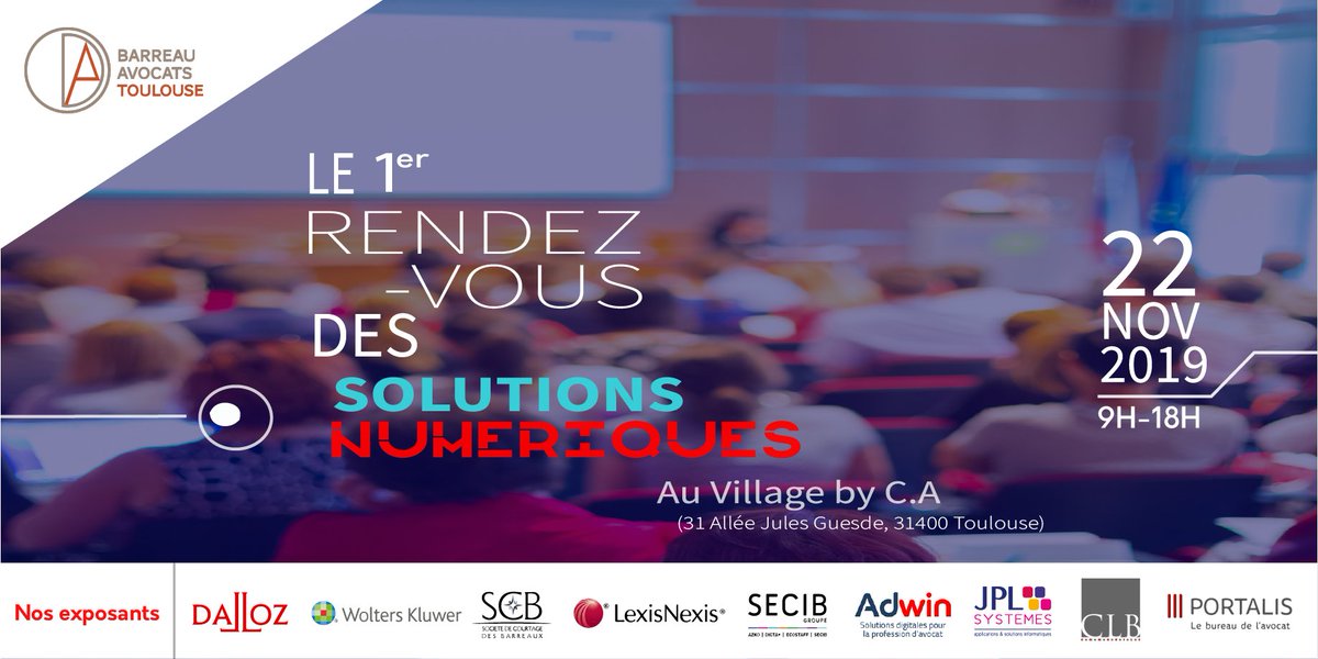 BarreauToulouse's tweet image. 📢#Événement 

Le 22/11 nous organisons les rencontres de l&apos;incubateur, le 1er RDV dédié aux #solutionsnumériques au @VillageCA31 de 9h à 18h. 

👉Un événement unique &amp;amp; novateur qui propose aux avocats de s’enrichir aux côtés d’experts pour améliorer leur quotidien en cabinet.