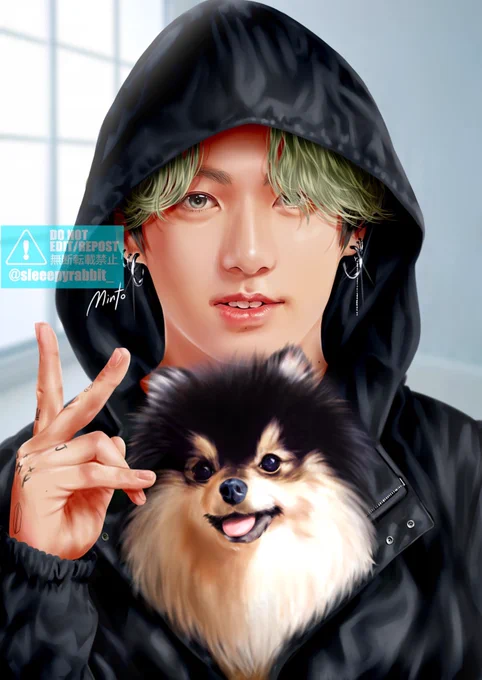 Every color suits you. #JK 

I'd like to draw yeontan with every member someday. 