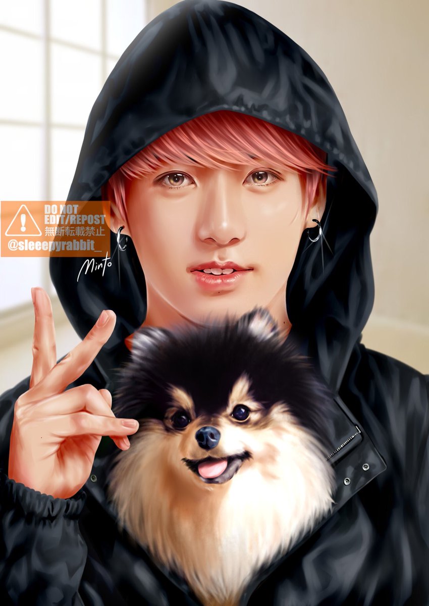 Every color suits you. #JK 

I'd like to draw yeontan with every member someday. 