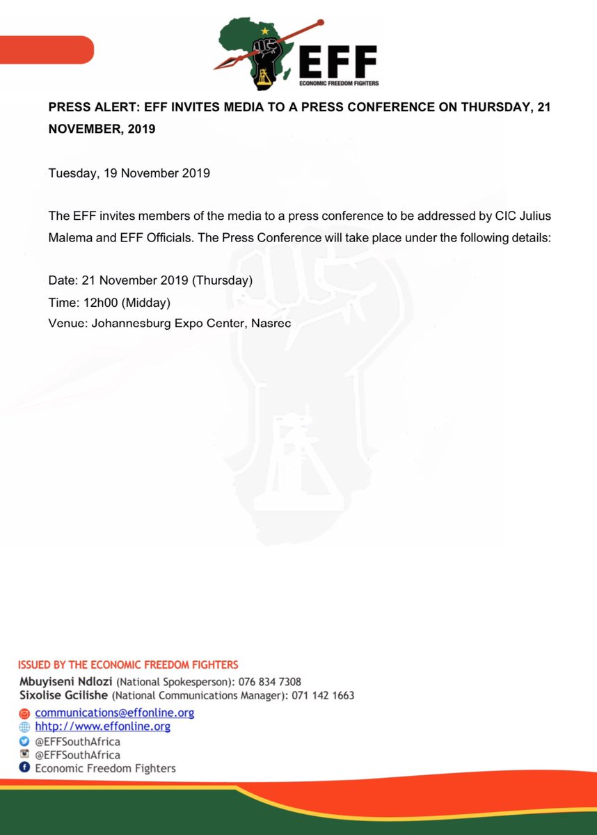 Economic Freedom Fighters (@EFFSouthAfrica) on Twitter photo 19/11/2019 18:33:19
