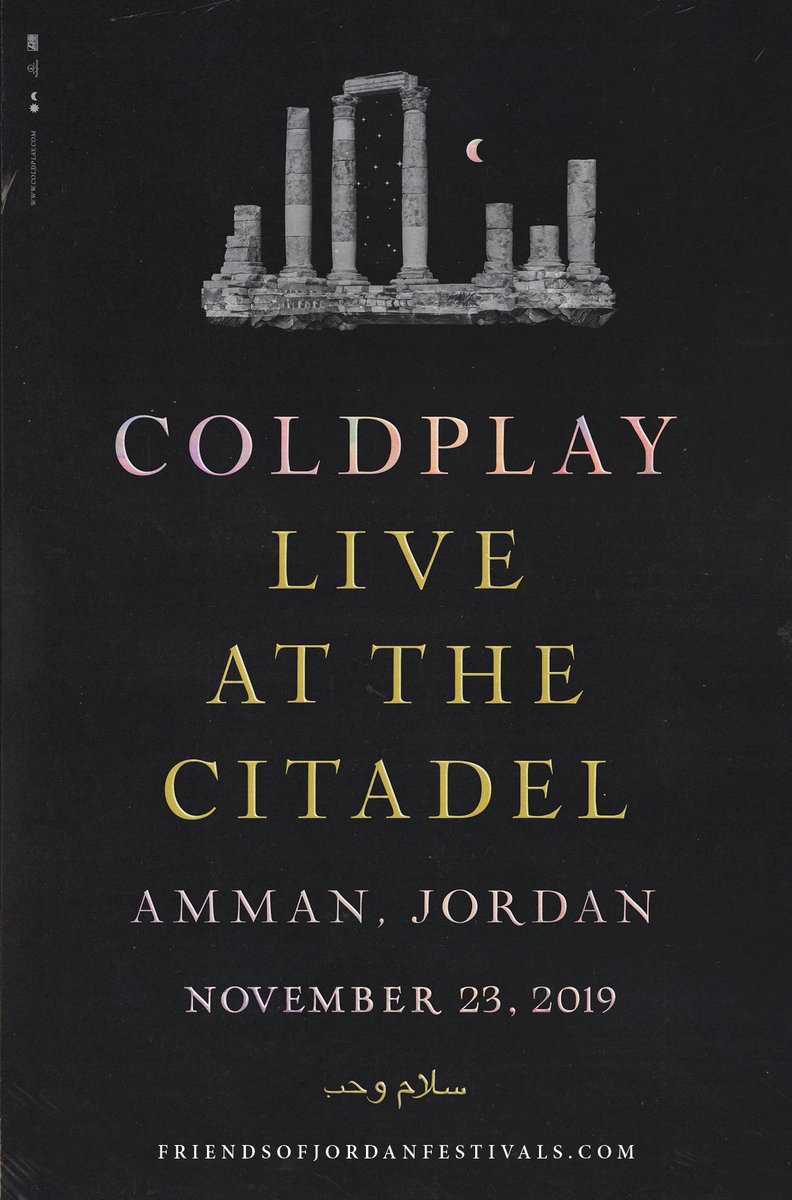 Coldplay Live At The Citadel
Amman, Jordan
Saturday, November 23, 2019
Tickets on sale TODAY at 11pm local time
karasi.com/coldplay.html
#ColdplayJordan #FJF #friendsofjordanfestivals