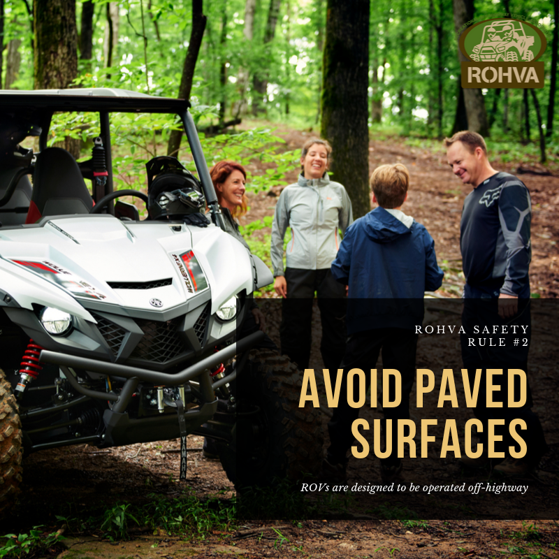 rohva's tweet photo. ROHVA Safety Rule #2: Avoid paved surfaces. ROVs are designed to be operated off-highway.  #ROVsafety #offroadlife #sxs #offroading #utv #offroad #adventure #OHVsafety #designatedtrails #recreationandparks https://t.co/pzPmPbb3kW