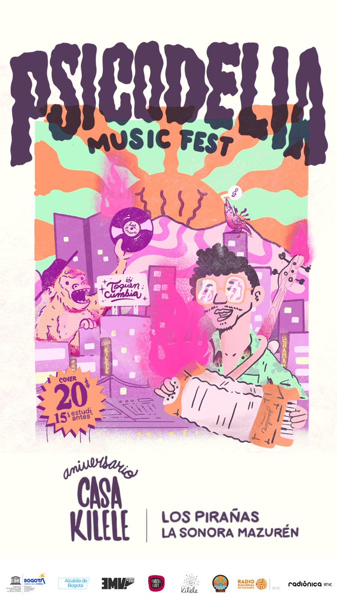 Viernes
Nov 22
<a href="/lasonoramazuren/">La Sonora Mazurén</a> y <a href="/LosPiranas/">Los Pirañas</a> 
$20.000
#aniversario #casakilele #casacultural