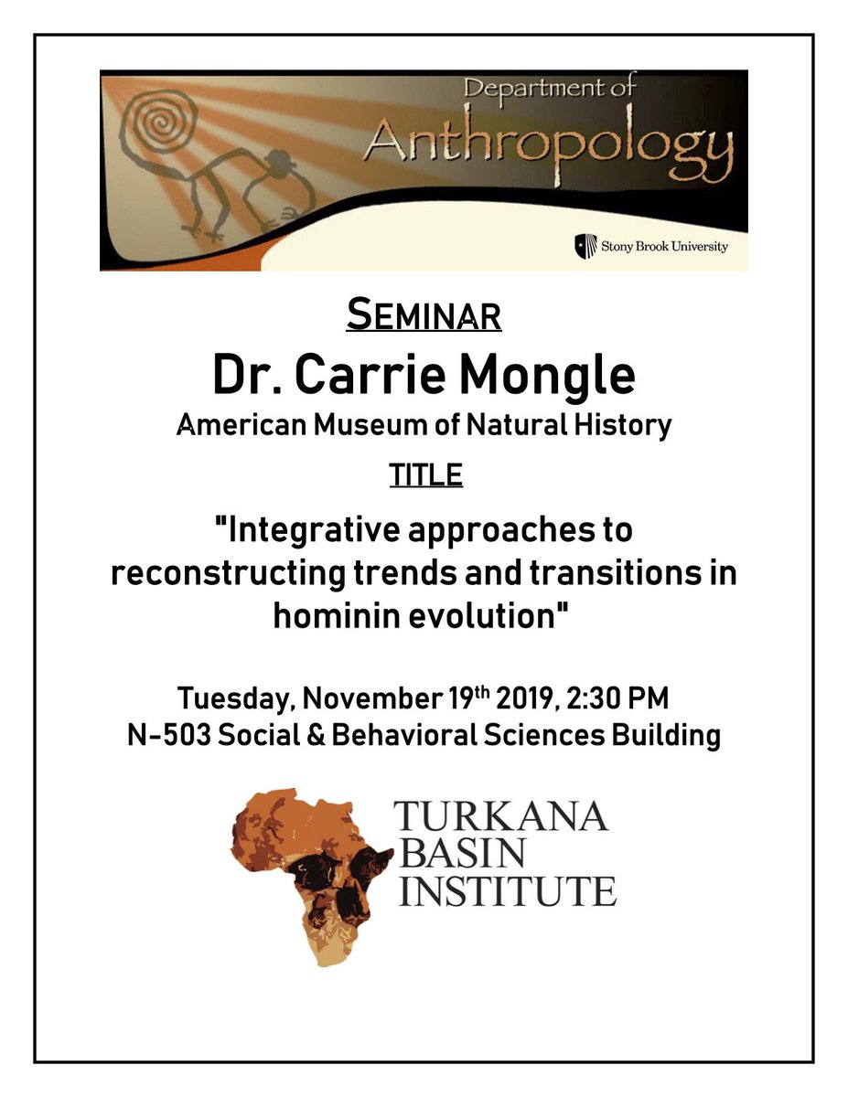 Come to the TBI Seminar Room today at 2:30pm to hear Dr. <a href="/CarrieMongle/">Carrie Mongle</a> speak on "Integrative approaches to reconstructing trends and transitions in hominin evolution"!